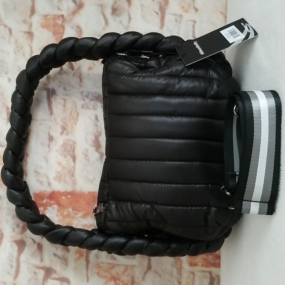 THINK ROYLN Black Quilted Puffer Hobo with Braided Handle